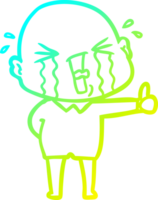 freddo pendenza linea disegno di un' cartone animato pianto Calvo uomo png