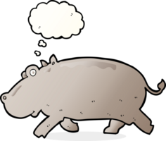 Cartoon-Nilpferd mit Gedankenblase png