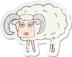 retro noodlijdende sticker van een cartoon ram png