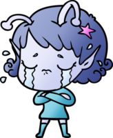 cartoon crying alien girl png