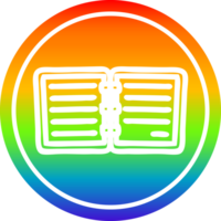 Nota libro circolare icona con arcobaleno pendenza finire png