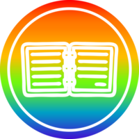 Remarque livre circulaire icône avec arc en ciel pente terminer png