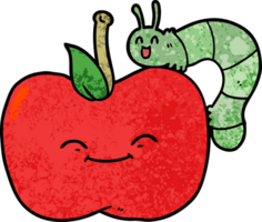 cartoon apple and bug png