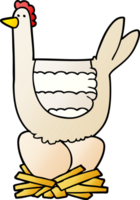 poulet de dessin animé assis sur des oeufs dans le nid png