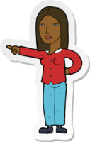 sticker of a cartoon woman pointing png