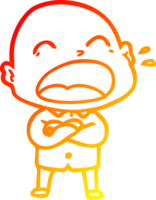 warm gradient line drawing of a cartoon shouting bald man png