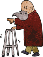 cartoon doodle old man pointing png