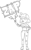 mano dibujado negro y blanco dibujos animados extraterrestre rock ventilador niña png