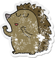 distressed sticker of a cartoon hedgehog png