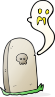 hand drawn cartoon ghost rising from grave png