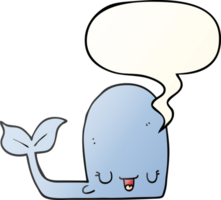 cartoon happy whale with speech bubble in smooth gradient style png