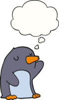 cartone animato pinguino con pensato bolla png