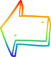 rainbow gradient line drawing of a cartoon pointing arrow png