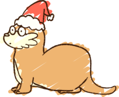 dessin à la craie de loutre de noël png