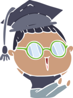 graduado de desenho animado de estilo de cor plana usando óculos png