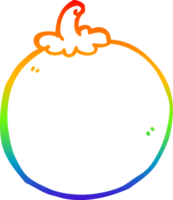 rainbow gradient line drawing of a cartoon tomato png