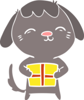 chien de dessin animé de style plat couleur heureux png