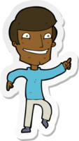 sticker of a cartoon happy man pointing png