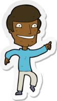 sticker van een cartoon gelukkige man die wijst png