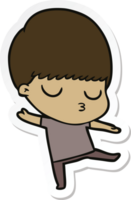 sticker of a cartoon calm boy png