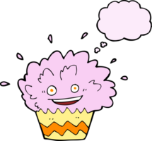 cartoon exploding cupcake with thought bubble png