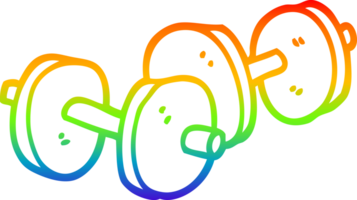 rainbow gradient line drawing of a cartoon pair of dumbbells png