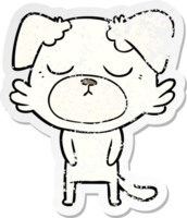 distressed sticker of a cute cartoon dog png