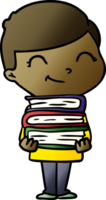 niño de dibujos animados con libros sonriendo png