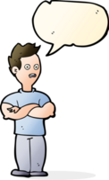 cartoon man with crossed arms with speech bubble png