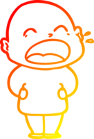 warm gradient line drawing of a cartoon shouting bald man png