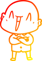 warm gradient line drawing of a happy cartoon bald man png