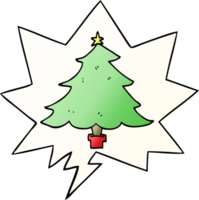 cartoon christmas tree with speech bubble in smooth gradient style png