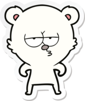 sticker of a bored polar bear cartoon png