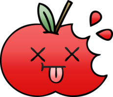 degradado sombreado dibujos animados de un rojo manzana png