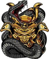 impresión samurai serpiente obra de arte vector