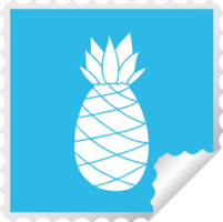 square peeling sticker quirky cartoon pineapple png