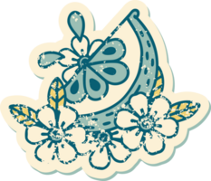 icónica imagen de estilo de tatuaje de pegatina angustiada de un limón decorativo png