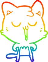 rainbow gradient line drawing of a cartoon cat singing png