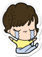 sticker of a cartoon woman crying png