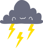 nuage d'orage de dessin animé de style couleur plat png