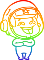 rainbow gradient line drawing of a cartoon laughing astronaut png