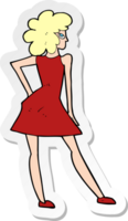 sticker of a cartoon woman posing in dress png