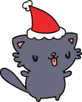 hand drawn christmas cartoon of kawaii cat png