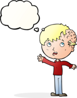 cartoon boy with growth on head with thought bubble png