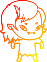 warm gradient line drawing of a cartoon friendly vampire girl png