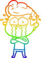 arcobaleno pendenza linea disegno di un' cartone animato pianto uomo png