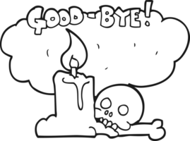 hand drawn black and white cartoon goodbye sign png