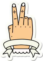 sticker of a victory v hand gesture with banner png