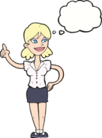 cartoon woman with great idea with thought bubble png