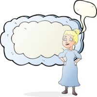 hand drawn speech bubble cartoon victorian woman in dress png